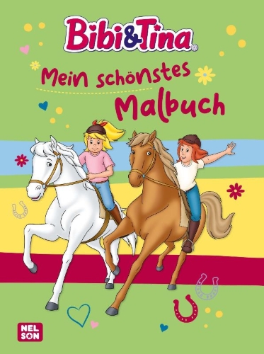 Buchcover und Innenansicht für das Buch: Bibi & Tina: Mein schönstes Malbuch