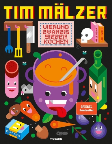 Buchcover und Innenansicht für das Buch: Vierundzwanzigsieben kochen