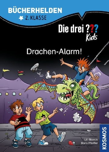 Buchcover und Innenansicht für das Buch: Die drei ??? Kids, Bücherhelden 2. Klasse, Drachen-Alarm!