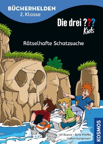 Buchcover und Innenansicht für das Buch: Die drei ??? Kids, Bücherhelden 2. Klasse, Rätselhafte Schatzsuche