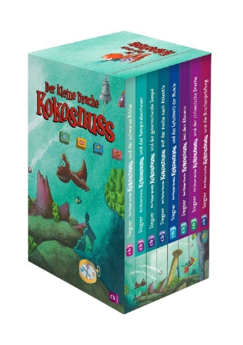 Buchcover und Innenansicht für das Buch: Der kleine Drache Kokosnuss - Jubiläums-Schuber