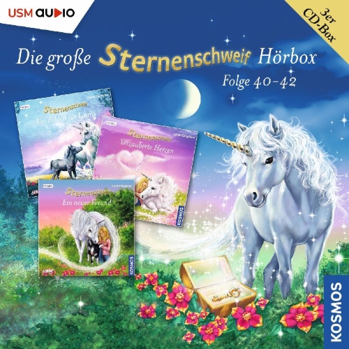 Buchcover und Innenansicht für das Buch: Die große Sternenschweif Hörbox Folgen 40-42 (3 Audio CDs)