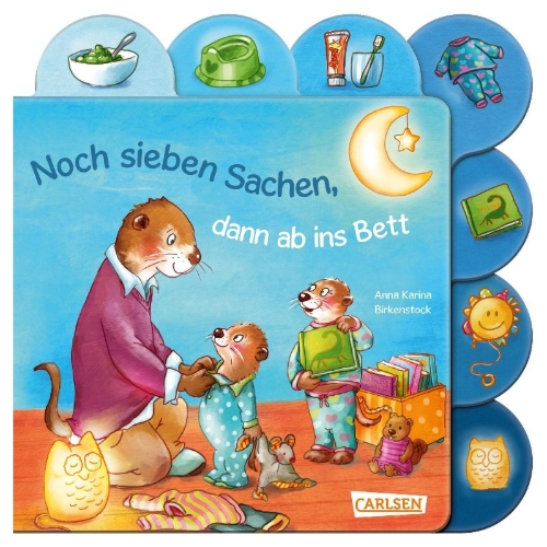 Buchcover und Innenansicht für das Buch: Noch sieben Sachen, dann ab ins Bett