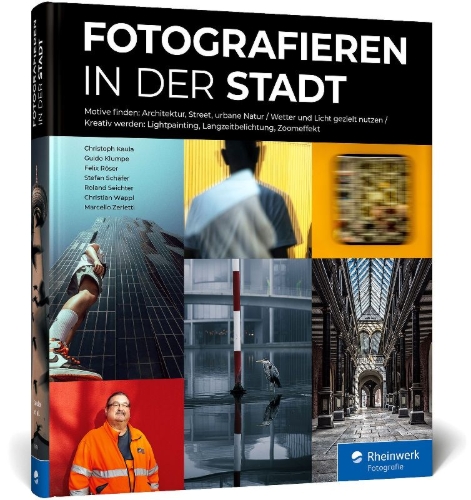 Buchcover und Innenansicht für das Buch: Fotografieren in der Stadt
