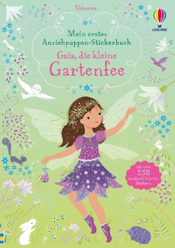 Buchcover und Innenansicht für das Buch: Mein erstes Anziehpuppen-Stickerbuch: Gaia, die kleine Gartenfee