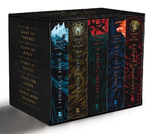 Buchcover und Innenansicht für das Buch: A Game of Thrones 1-5 Boxed Set. TV Tie-In