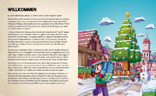 Buchcover und Innenansicht für das Buch: Escape-Adventskalender für Minecrafter: Der Angriff des Winter-Withers