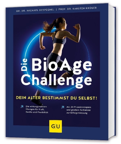 Buchcover und Innenansicht für das Buch: Die BioAge-Challenge: Dein Alter bestimmst du selbst!