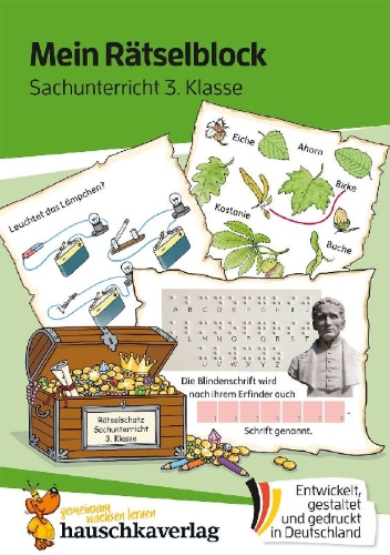 Buchcover und Innenansicht für das Buch: Mein Rätselblock Sachunterricht 3. Klasse