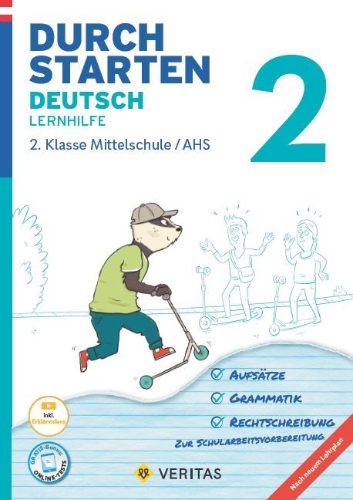 Buchcover und Innenansicht für das Buch: Durchstarten 2. Klasse - Deutsch Mittelschule/AHS - Lernhilfe