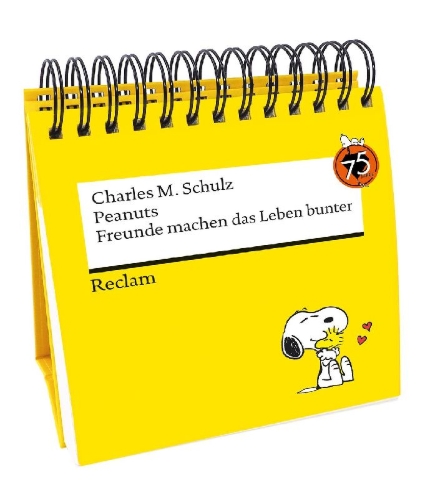 Buchcover und Innenansicht für das Buch: Peanuts. Freunde machen das Leben bunter (Tischaufsteller)