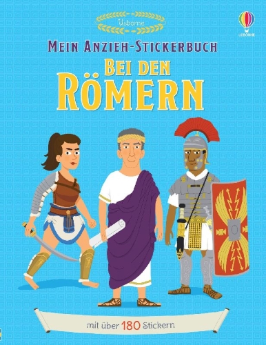 Buchcover und Innenansicht für das Buch: Mein Anzieh-Stickerbuch: Bei den Römern