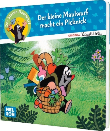 Buchcover und Innenansicht für das Buch: Der kleine Maulwurf: Der kleine Maulwurf macht ein Picknick