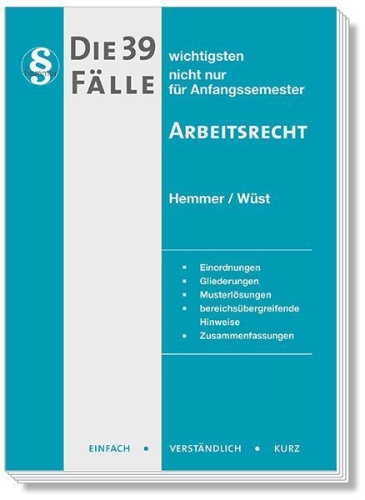 Buchcover und Innenansicht für das Buch: Die 39 wichtigsten Fälle Arbeitsrecht