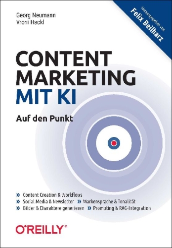 Buchcover und Innenansicht für das Buch: Content Marketing mit KI - Auf den Punkt