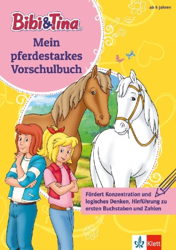 Buchcover und Innenansicht für das Buch: Bibi & Tina: Mein pferdestarkes Vorschulbuch