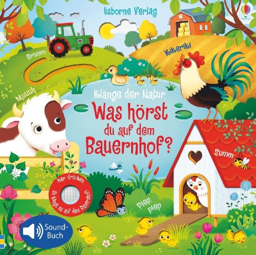 Buchcover und Innenansicht für das Buch: Klänge der Natur: Was hörst du auf dem Bauernhof?