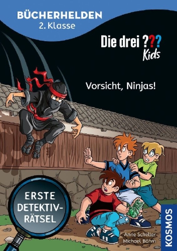 Buchcover und Innenansicht für das Buch: Die drei ??? Kids, Bücherhelden 2. Klasse, Vorsicht, Ninjas!