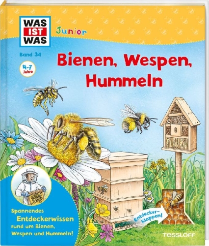Buchcover und Innenansicht für das Buch: WAS IST WAS Junior Band 34 Bienen, Wespen, Hummeln