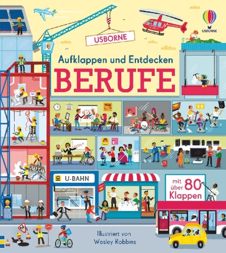 Buchcover und Innenansicht für das Buch: Aufklappen und Entdecken: Berufe