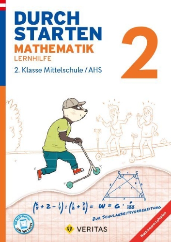 Buchcover und Innenansicht für das Buch: Durchstarten 2. Klasse - Mathematik Mittelschule/AHS - Lernhilfe