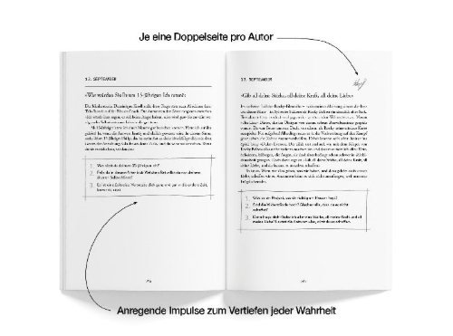 Buchcover und Innenansicht für das Buch: Jeden Tag einen Schritt - Spiegelbestseller Platz 1, Erfolgsstrategien von Hoss & Hopf mit Kiarash Hossainpour & Philip Hopf, 365 Impulse zu Disziplin, Finanzen, Mindset & Persönlichkeitsentwicklung, werde dein bestes Selbst