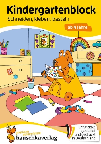 Buchcover und Innenansicht für das Buch: Kindergartenblock ab 4 Jahre - Schneiden, kleben, basteln
