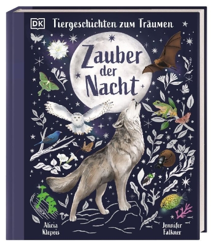 Buchcover und Innenansicht für das Buch: Tiergeschichten zum Träumen. Zauber der Nacht