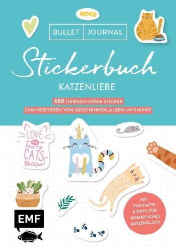 Buchcover und Innenansicht für das Buch: Bullet Journal Stickerbuch - Katzenliebe