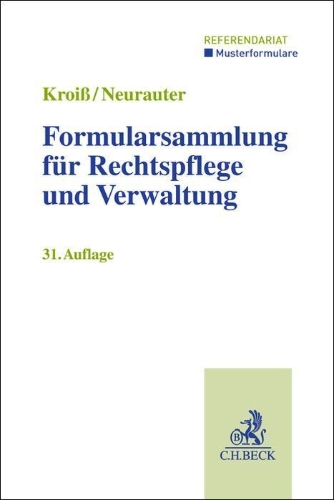Buchcover und Innenansicht für das Buch: Formularsammlung für Rechtspflege und Verwaltung