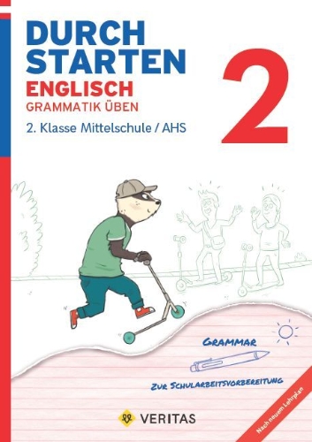 Buchcover und Innenansicht für das Buch: Durchstarten 2. Klasse - Englisch Mittelschule/AHS - Grammatik
