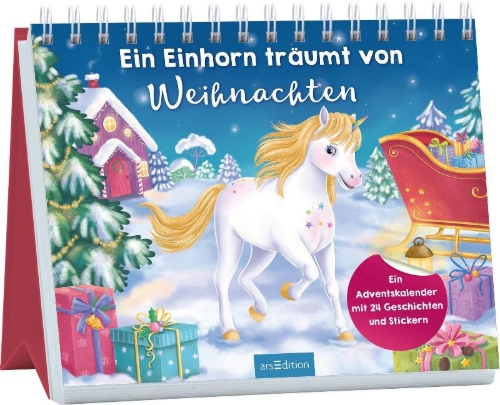 Buchcover und Innenansicht für das Buch: Ein Einhorn träumt von Weihnachten