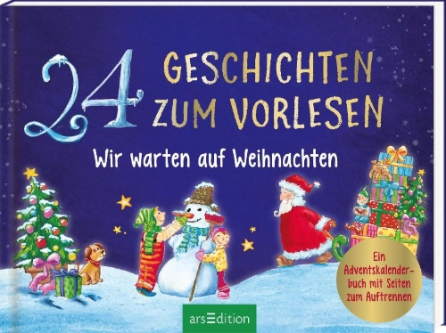 Buchcover und Innenansicht für das Buch: 24 Geschichten zum Vorlesen - Wir warten auf Weihnachten