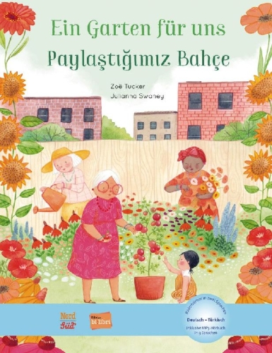Buchcover und Innenansicht für das Buch: Ein Garten für uns. Deutsch-Türkisch
