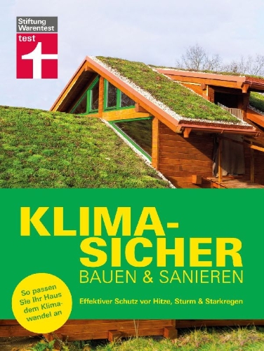 Buchcover und Innenansicht für das Buch: Klimasicher bauen und sanieren