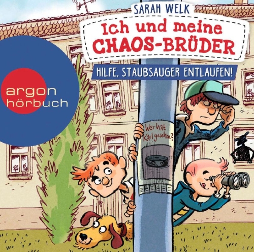 Buchcover und Innenansicht für das Buch: Ich und meine Chaos-Brüder - Hilfe, Staubsauger entlaufen!