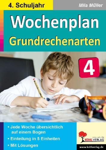 Buchcover und Innenansicht für das Buch: Wochenplan Grundrechenarten / Klasse 4
