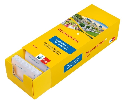 Buchcover und Innenansicht für das Buch: Découvertes 4 Bayern (ab 2017) - Vokabel-Lernbox zum Schulbuch 4. Lernjahr