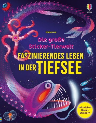 Buchcover und Innenansicht für das Buch: Die große Sticker-Tierwelt: Faszinierendes Leben in der Tiefsee