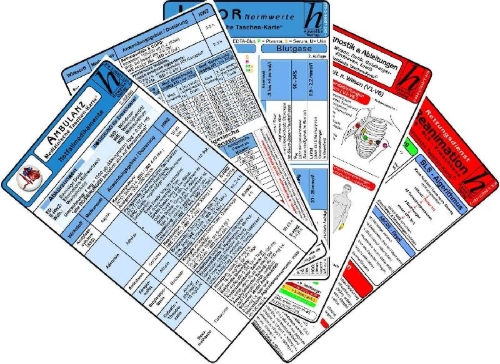 Buchcover und Innenansicht für das Buch: Ambulanz Karten-Set - EKG, Laborwerte, Notfallmedikamente, Reanimation