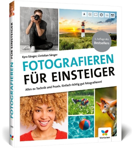 Buchcover und Innenansicht für das Buch: Fotografieren für Einsteiger