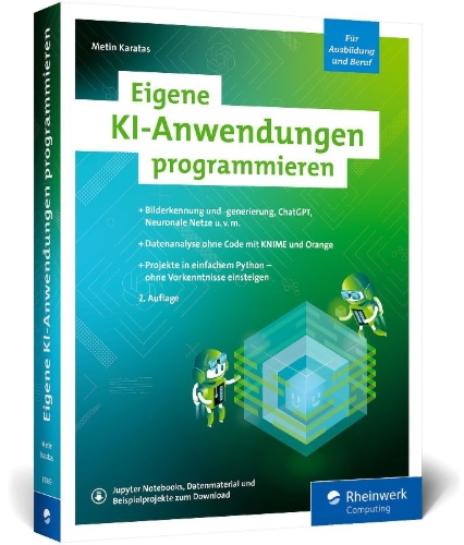 Buchcover und Innenansicht für das Buch: Eigene KI-Anwendungen programmieren