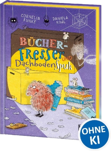 Buchcover und Innenansicht für das Buch: Bücherfresser und Dachbodenspuk