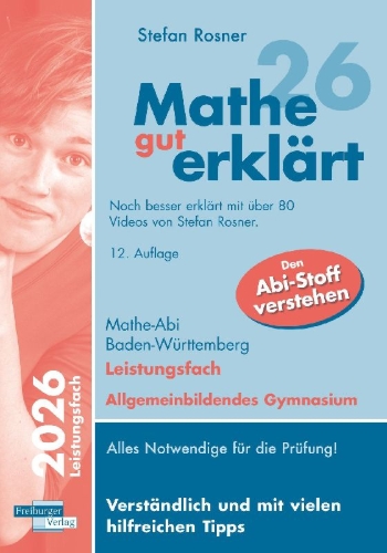 Buchcover und Innenansicht für das Buch: Mathe gut erklärt 2026 Leistungsfach Baden-Württemberg Gymnasium