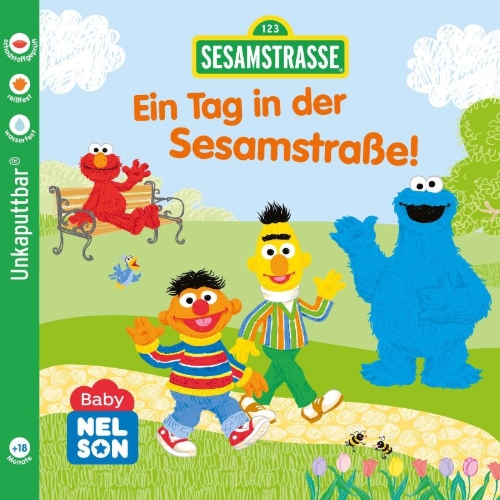 Buchcover und Innenansicht für das Buch: Baby Nelson (unkaputtbar) 5: Ein Tag in der Sesamstraße!