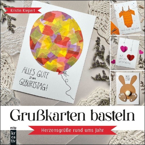 Buchcover und Innenansicht für das Buch: Grußkarten basteln