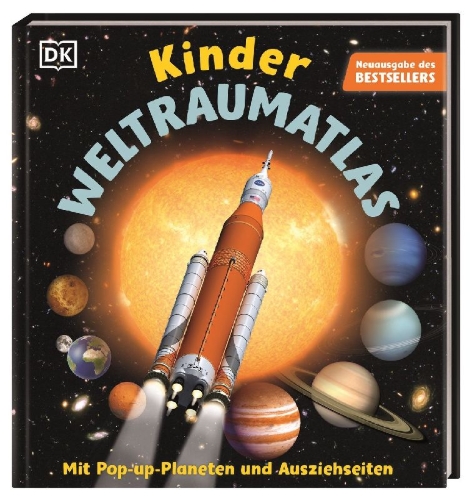 Buchcover und Innenansicht für das Buch: Kinder-Weltraumatlas