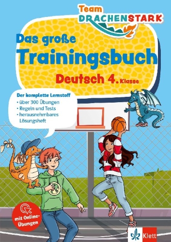Buchcover und Innenansicht für das Buch: Team Drachenstark: Das großes Trainingsbuch Deutsch 4. Klasse