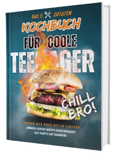Buchcover und Innenansicht für das Buch: #SoloChefs: Das 5-Zutaten-Kochbuch für coole Teenager - einfache & richtig leckere Rezepte zum Loslegen! Mit Farbfotos im stabilen Hardcover.