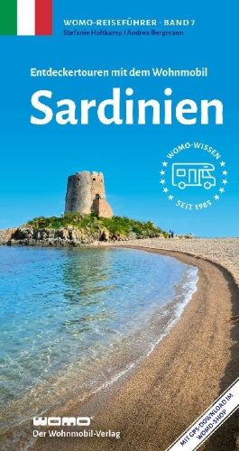 Buchcover und Innenansicht für das Buch: Entdeckertouren mit dem Wohnmobil Sardinien